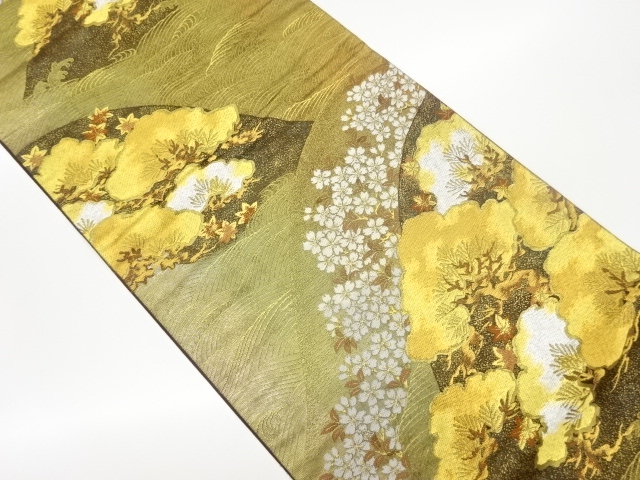 着物・帯 ] - 袋帯 金彩荒波・山に桜・松模様織出し袋帯 | 宗 sou::お